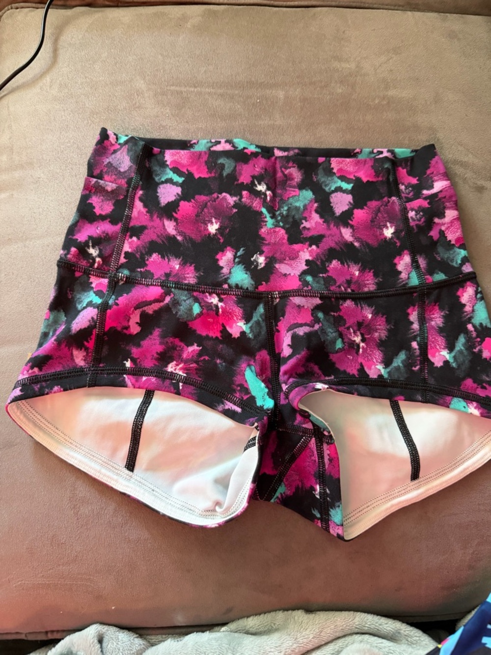 lululemon athletica Floral Performance Hot Shorts in Pink and Teal